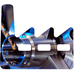 Close-up of metal drilling machine in action.
