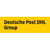 Deutsche Post DHL Group logo on yellow background.