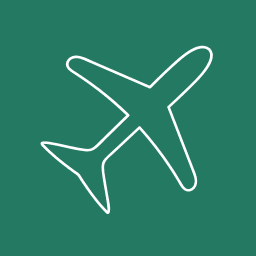Airplane icon on green background