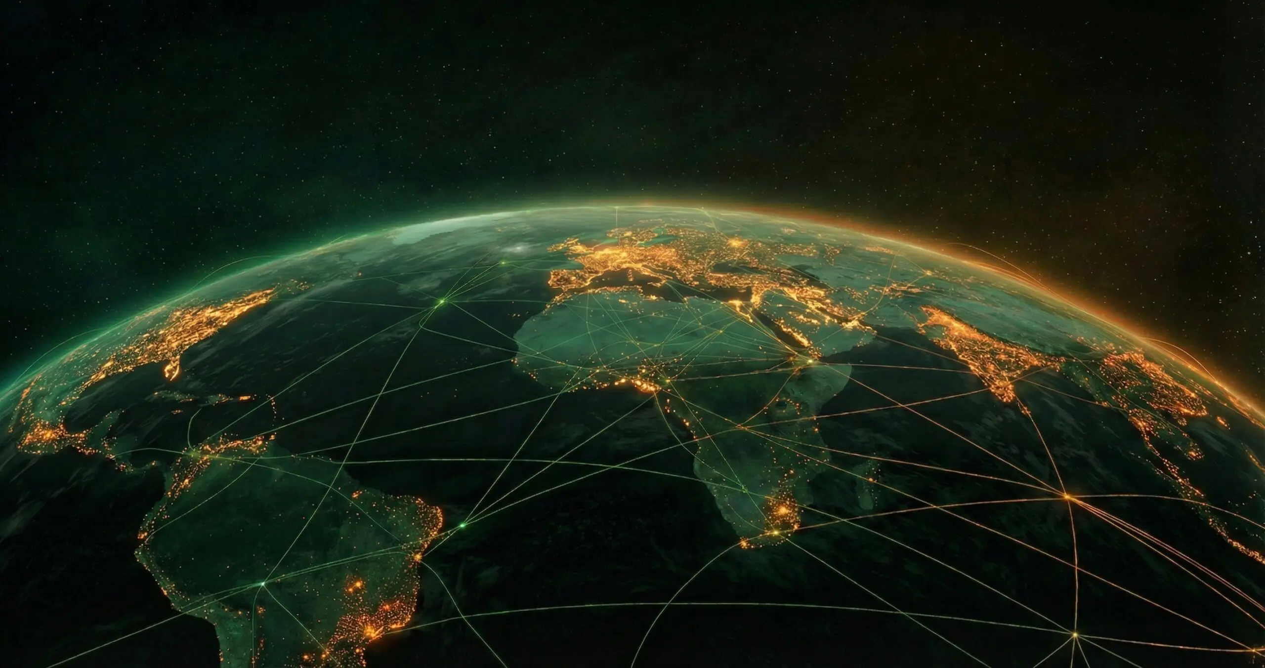 Glowing Earth with network connections at night