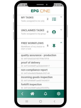 Mobile task management app interface screenshot