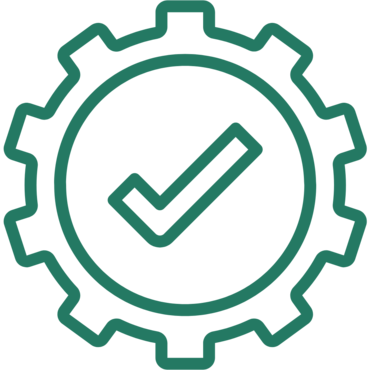 Green checkmark in gear icon