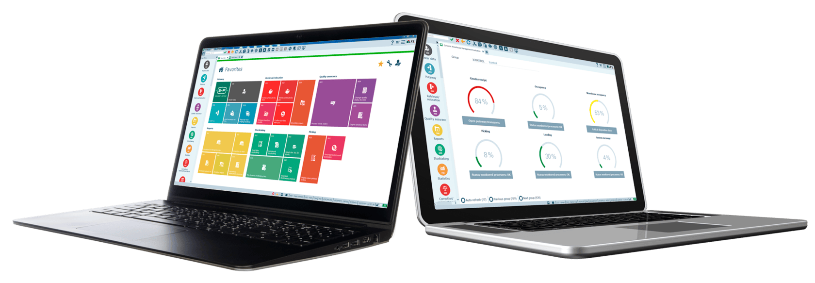 Two laptops displaying data dashboards.