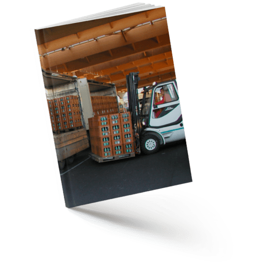 Forklift pallets onto a truck warehouse