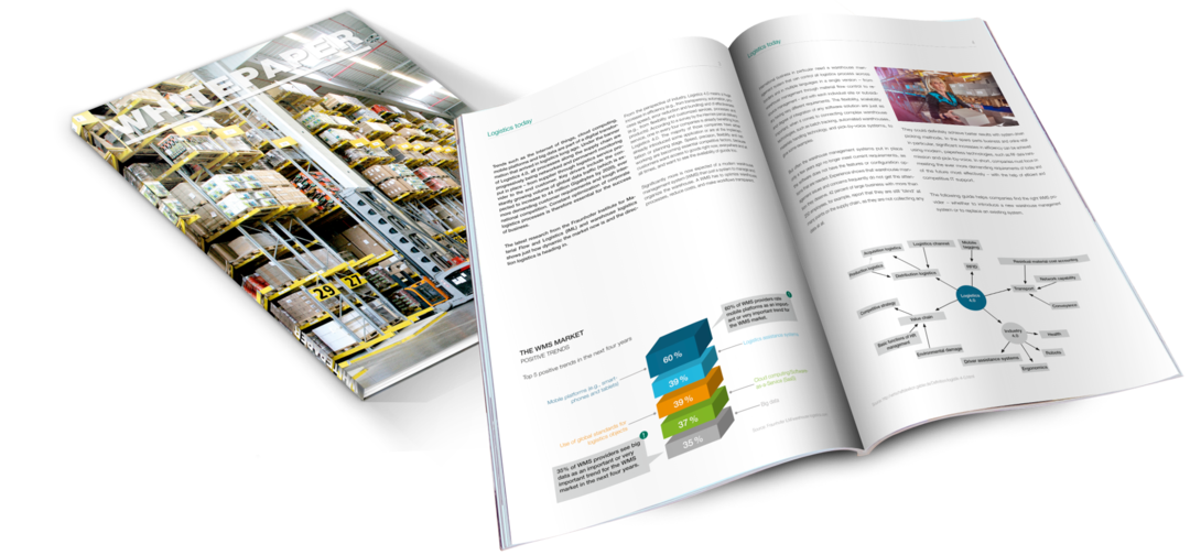 Open logistics whitepaper with charts and diagrams.