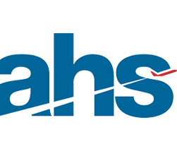 AHS logo with blue letters