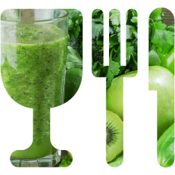 Green smoothie and fresh ingredients