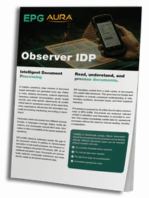 EPG Aura Observer IDP brochure for document processing.