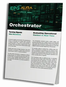 EPG Aura Orchestrator brochure on logistics management.