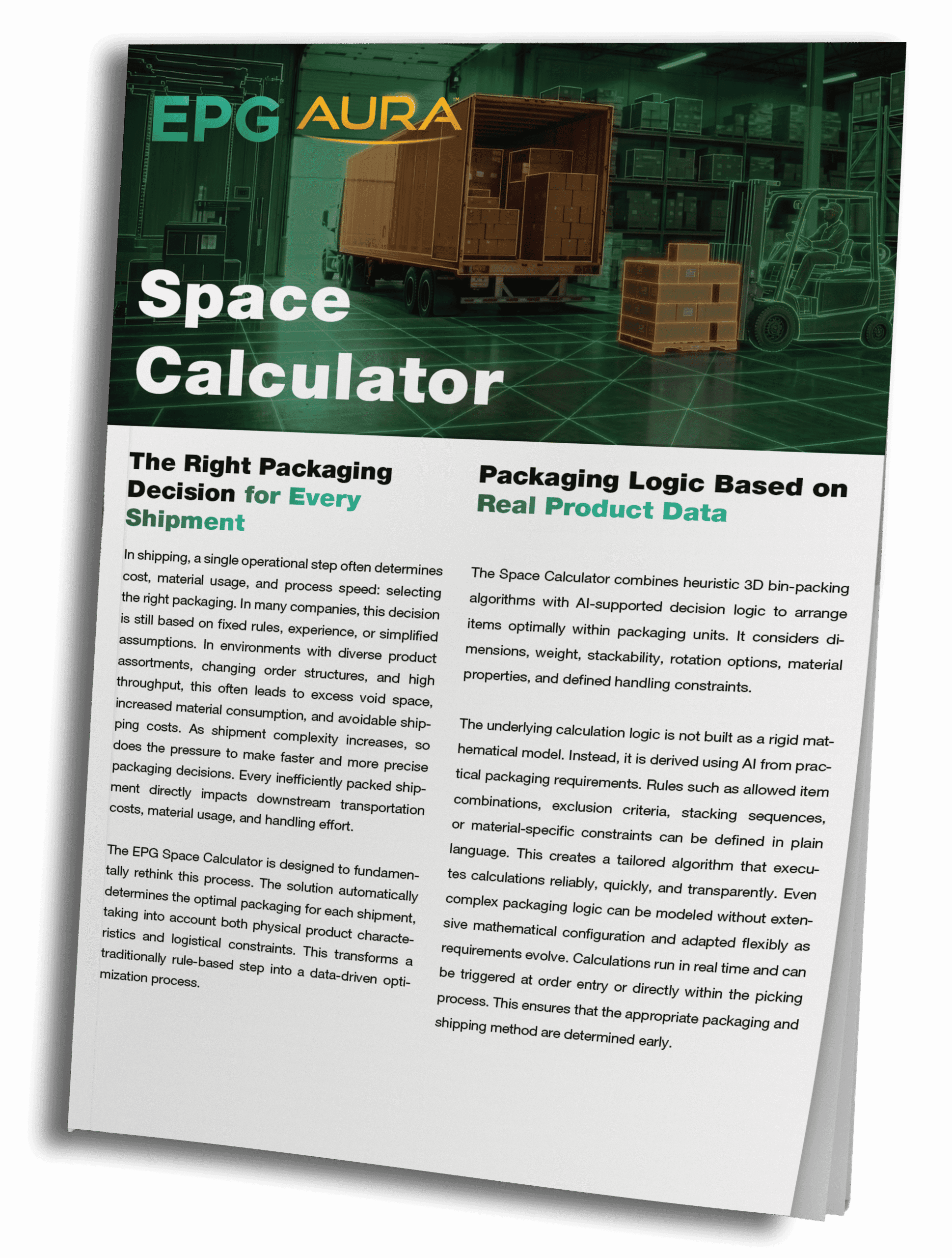 EPG Aura Space Calculator for shipping optimization