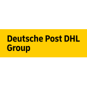 Deutsche Post DHL Group logo on yellow background.