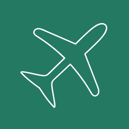 Airplane icon on green background