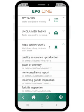 Mobile task management app interface screenshot