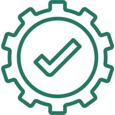 Green checkmark in gear icon