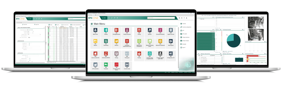 Dashboard with data analytics and management software interface.