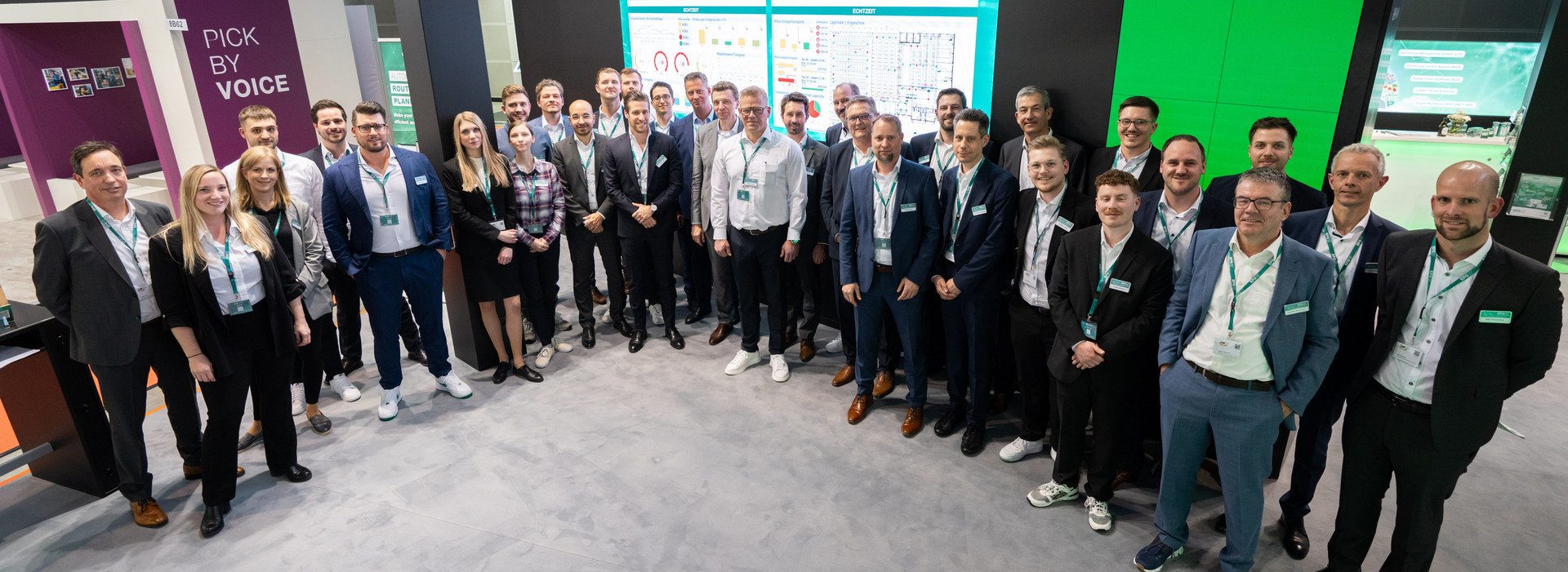 Group of professionals at an exhibition booth