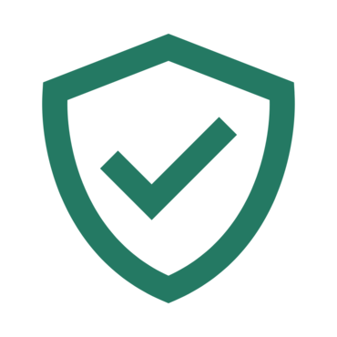 Green shield with checkmark symbolizing security