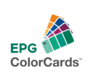 Colorful paint swatches in fan arrangement logo
