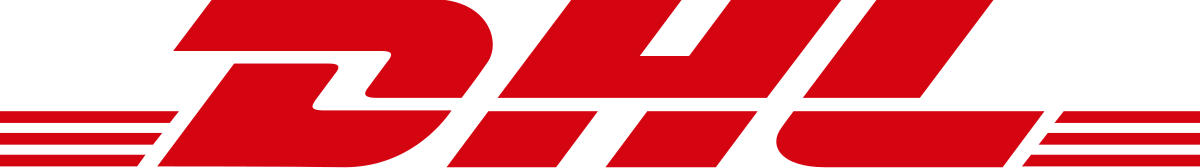 DHL red logo with horizontal lines