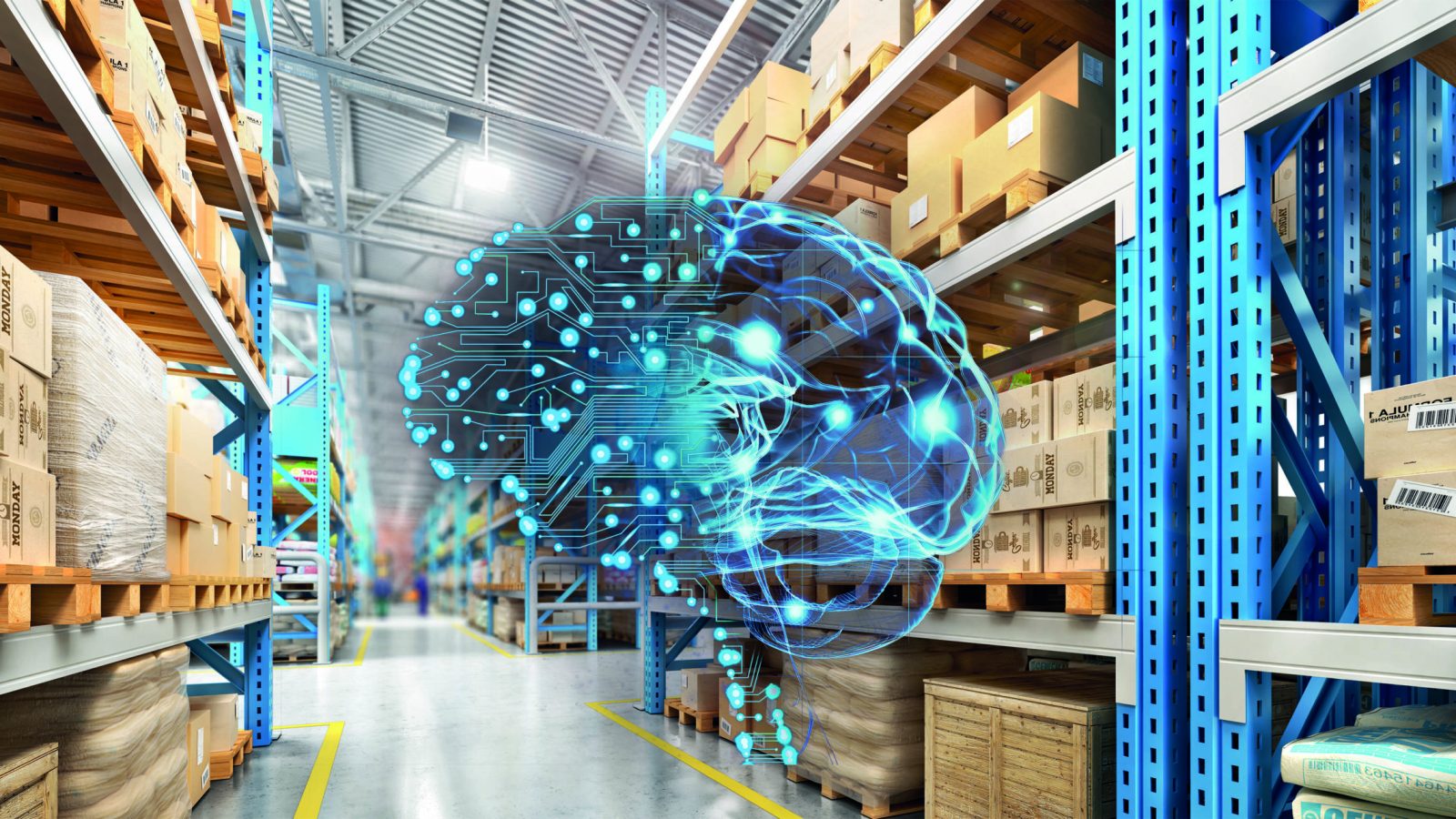 Empty warehouse full of cargo. 3d illustration