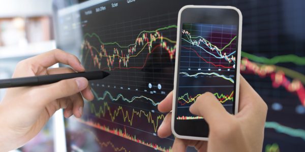 Analyzing stock market data on devices.
