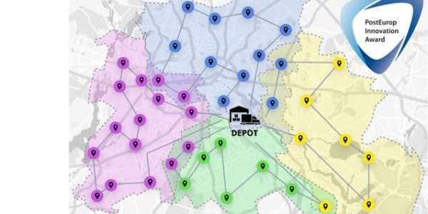 Map showing delivery routes and depot location.