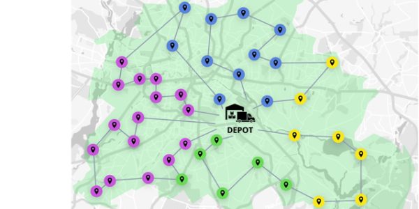 Map of depot with colored location markers