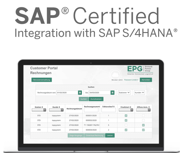 SAP Certified integration with S/4HANA, customer portal shown.