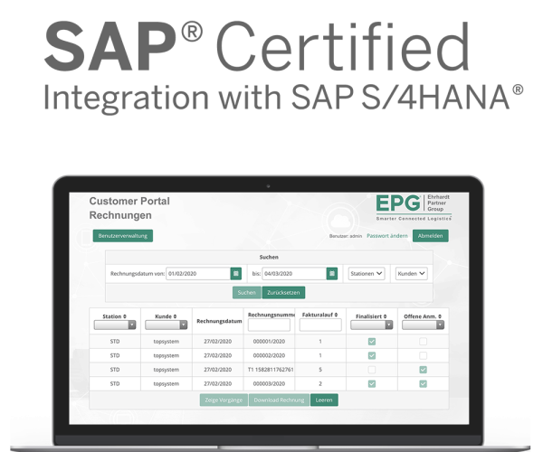 Customer portal interface for invoice management
