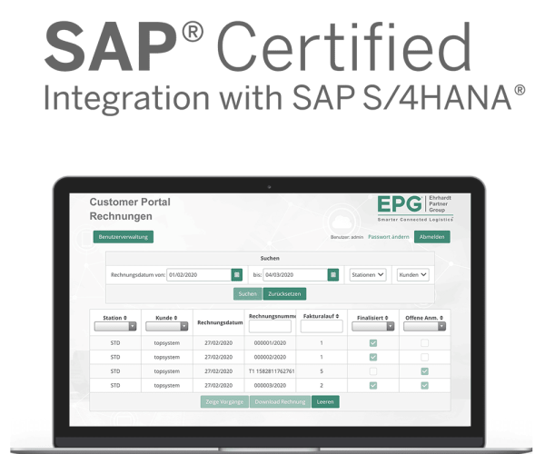 Customer portal interface for invoice management