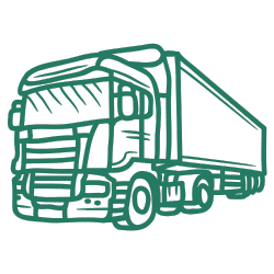Line drawing of a large delivery truck