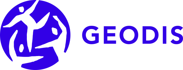 GEODIS logo, stylized figures in a circle.