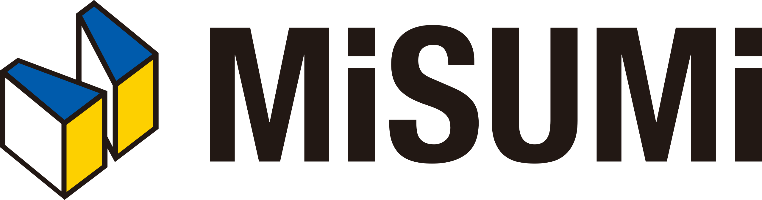 MiSUMi logo with blue and yellow shapes.